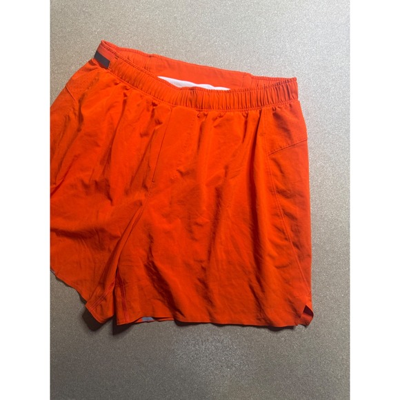 Lululemon surge Mens Running Shorts Orange Athletic Lined Workout Gym Activewear - Picture 1 of 9
